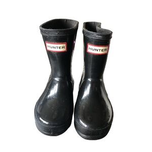 Hunter Glossy Black Waterproof Boots for kids
